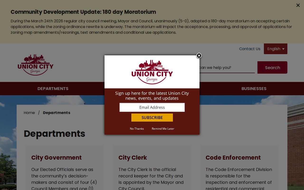 Union City people directories department browsing page