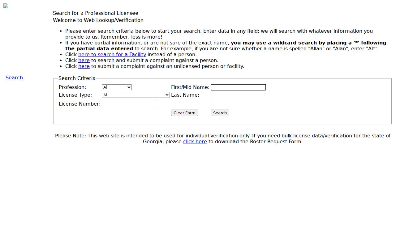 Union City people directories Georgia professional license search
