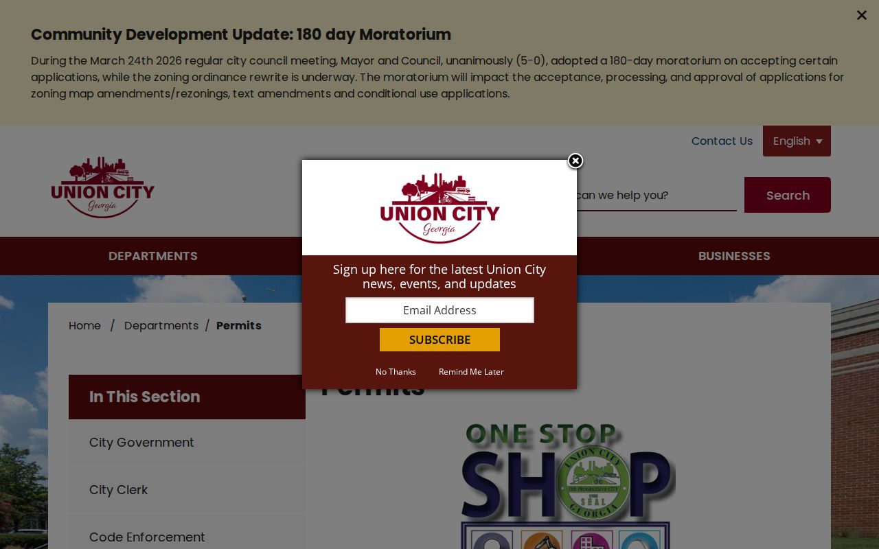 Union City public records portal for building permits